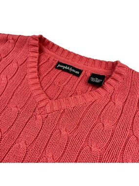 Joseph & Lyman Men’s 100% Cotton Cable-Knit V-Neck Sweater Pink • Medium